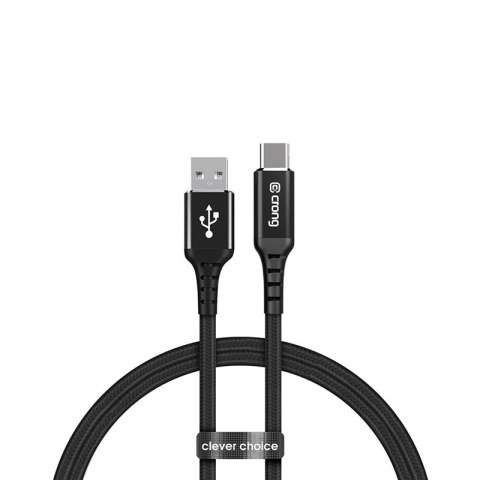 Crong Armor Link - Kabel 60W 3A USB-A do USB-C w oplocie 25cm (czarny)