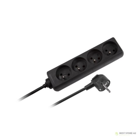 Przedłużacz sieciowy Rebel czarny 4 gniazda bez przełącznika, dł. 3m (3x1,5mm) Przedłużacz sieciowy Rebel czarny 4 gniazda bez przełącznika, dł. 3m (3x1,5mm)