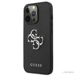 Guess Saffiano 4G Big Silver Logo - Etui iPhone 13 Pro (czarny)