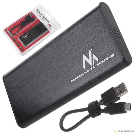 Obudowa dysku Maclean, SSD M.2, NVMe (PCIe), NGFF (SATA), USB 3.1, rozmiary 2230/2240/2260/2280, aluminiowa obudowa, MCE443 Obudowa dysku Maclean, SSD M.2, NVMe (PCIe), NGFF (SATA), USB 3.1, rozmiary 2230/2240/2260/2280, aluminiowa obudowa, MCE443