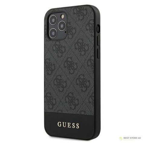 Guess 4G Bottom Stripe Collection - Etui iPhone 12 / iPhone 12 Pro (szary)