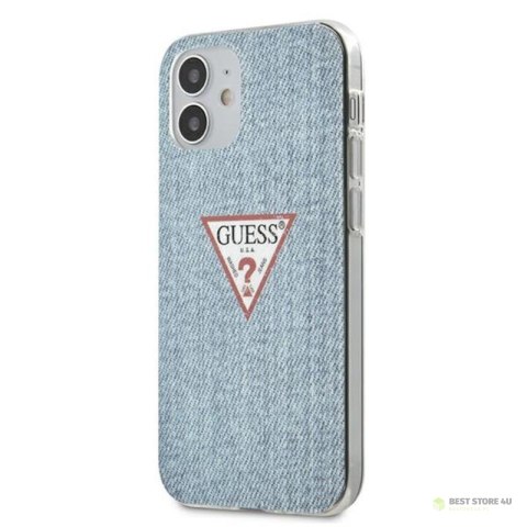 Guess Denim Triangle Lt - Etui iPhone 12 Mini (niebieski)