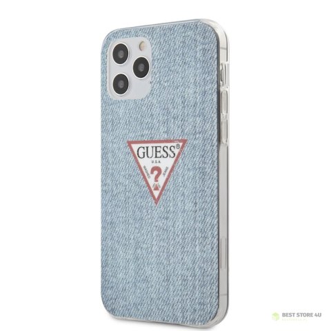 Guess Denim Triangle Lt - Etui iPhone 12 / iPhone 12 Pro (niebieski)