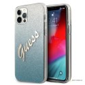 Guess Glitter Gradient Script - Etui iPhone 12 Pro Max (niebieski)