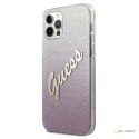 Guess Glitter Gradient Script - Etui iPhone 12 Pro Max (różowy)