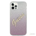 Guess Glitter Gradient Script - Etui iPhone 12 Pro Max (różowy)