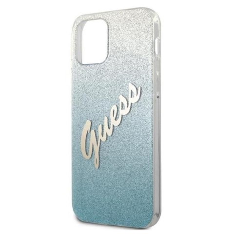Guess Glitter Gradient Script - Etui iPhone 12 / iPhone 12 Pro (niebieski)