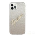 Guess Glitter Gradient Script - Etui iPhone 12 / iPhone 12 Pro (złoty)