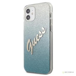 Guess Glitter Gradient Script - Etui iPhone 12 mini (niebieski)