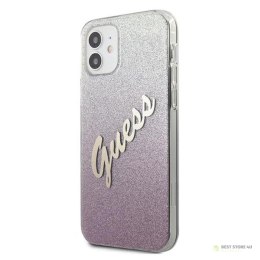 Guess Glitter Gradient Script - Etui iPhone 12 mini (różowy)