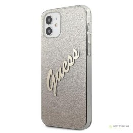 Guess Glitter Gradient Script - Etui iPhone 12 mini (złoty)