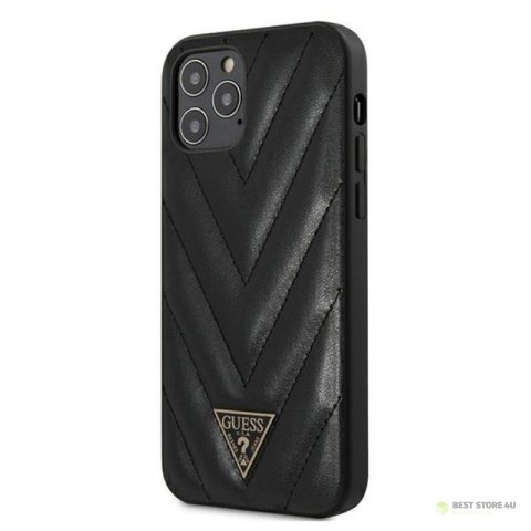 Guess V Quilted - Etui iPhone 12 Pro Max (czarny)