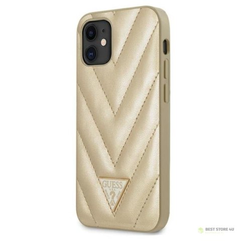 Guess V Quilted - Etui iPhone 12 mini (złoty)