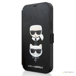 Karl Lagerfeld Booktype Saffiano Karl & Choupette Heads - Etui iPhone 12 mini (czarny)