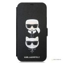 Karl Lagerfeld Booktype Saffiano Karl & Choupette Heads - Etui iPhone 12 mini (czarny)