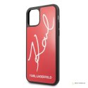 Karl Lagerfeld Double Layers Tempered Glass Glitter Signature Case - Etui iPhone 11 Pro Max (czerwony)