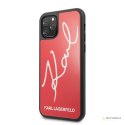 Karl Lagerfeld Double Layers Tempered Glass Glitter Signature Case - Etui iPhone 11 Pro (czerwony)