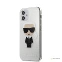 Karl Lagerfeld Iconik Glitter - Etui iPhone 12 Mini (srebrny)