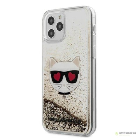 Karl Lagerfeld Liquid Glitter Choupette - Etui iPhone 12 Pro Max (złoty)