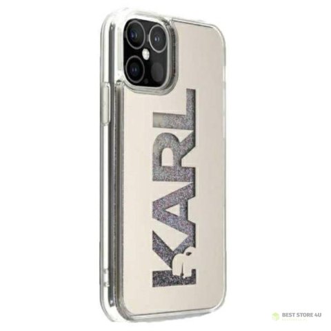 Karl Lagerfeld Logo Karl Liquid Glitter Multi Mirror - Etui iPhone 12 Pro Max (srebrny)