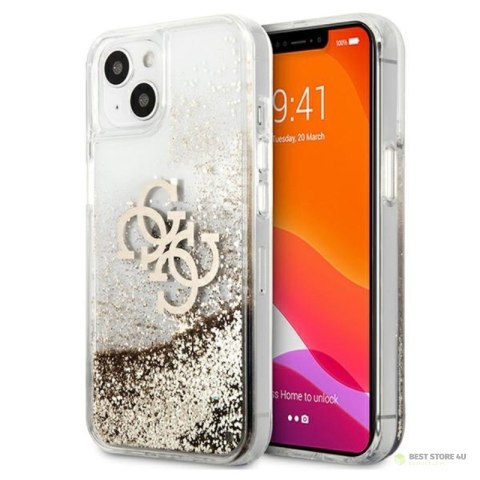 Guess Liquid Glitter 4G Big Logo - Etui iPhone 13 mini (złoty)