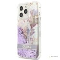 Guess Liquid Glitter Flower - Etui iPhone 13 Pro (fioletowy)