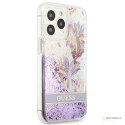 Guess Liquid Glitter Flower - Etui iPhone 13 Pro (fioletowy)