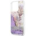 Guess Liquid Glitter Flower - Etui iPhone 13 Pro (fioletowy)