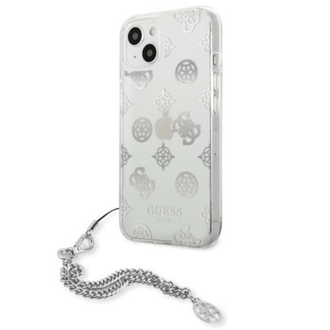 Guess Peony Chain Handle - Etui iPhone 13 mini (srebrny)