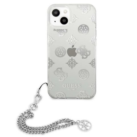 Guess Peony Chain Handle - Etui iPhone 13 mini (srebrny)