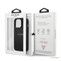 Guess Saffiano Metal Logo Stripes - Etui iPhone 13 Pro (czarny)