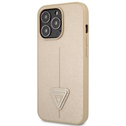 Guess Saffiano Triangle Logo Case - Etui iPhone 13 Pro (beżowy)
