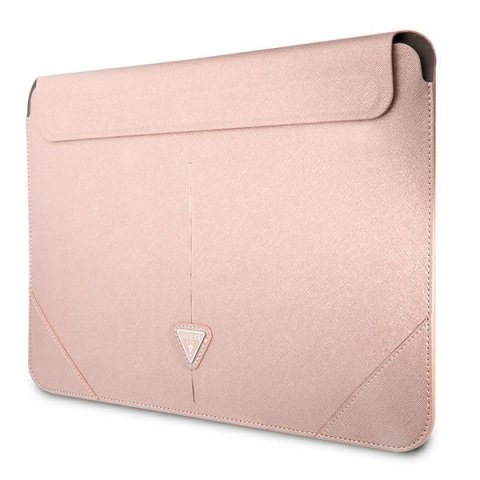 Guess Saffiano Triangle Logo Sleeve - Etui na notebooka 16" (różowy)