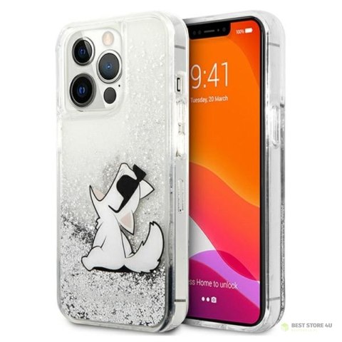 Karl Lagerfeld Liquid Glitter Choupette Fun - Etui iPhone 13 Pro (srebrny)