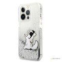 Karl Lagerfeld Liquid Glitter Choupette Fun - Etui iPhone 13 Pro (srebrny)