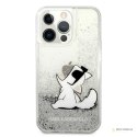 Karl Lagerfeld Liquid Glitter Choupette Fun - Etui iPhone 13 Pro (srebrny)