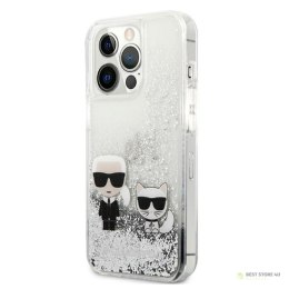 Karl Lagerfeld Liquid Glitter Karl & Choupette - Etui iPhone 13 Pro Max (srebrny)