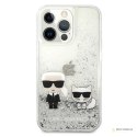 Karl Lagerfeld Liquid Glitter Karl & Choupette - Etui iPhone 13 Pro (srebrny)