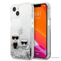 Karl Lagerfeld Liquid Glitter Karl & Choupette - Etui iPhone 13 (srebrny)