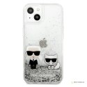 Karl Lagerfeld Liquid Glitter Karl & Choupette - Etui iPhone 13 (srebrny)