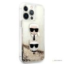 Karl Lagerfeld Liquid Glitter Karl & Choupette Head - Etui iPhone 13 Pro Max (złoty)