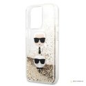 Karl Lagerfeld Liquid Glitter Karl & Choupette Head - Etui iPhone 13 Pro Max (złoty)