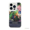 Guess Liquid Glitter Flower - Etui iPhone 14 Pro (niebieski)