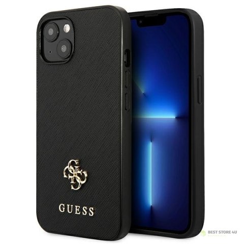 Guess Saffiano 4G Small Metal Logo - Etui iPhone 13 mini (czarny)