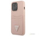 Guess Saffiano Double Card Triangle - Etui iPhone 13 Pro Max (różowy)