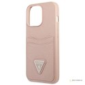 Guess Saffiano Double Card Triangle - Etui iPhone 13 Pro Max (różowy)