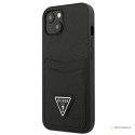 Guess Saffiano Double Card Triangle - Etui iPhone 13 mini (czarny)