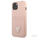 Guess Saffiano Double Card Triangle - Etui iPhone 13 mini (różowy)