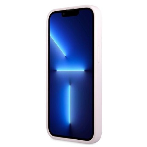 Guess Saffiano Hot Stamp & Metal Logo - Etui iPhone 13 mini (liliowy)