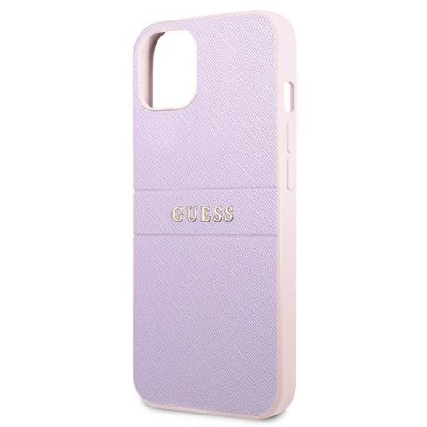 Guess Saffiano Hot Stamp & Metal Logo - Etui iPhone 13 mini (liliowy)